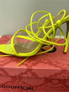 EGO Neon Yellow Strappy Stiletto Sandals